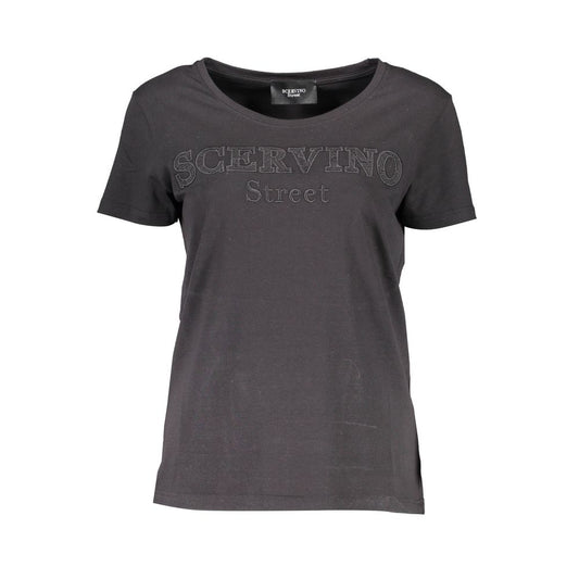Black short sleeve shirt with embroidered logo on front