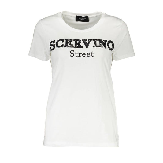 White t-shirt with black lettering