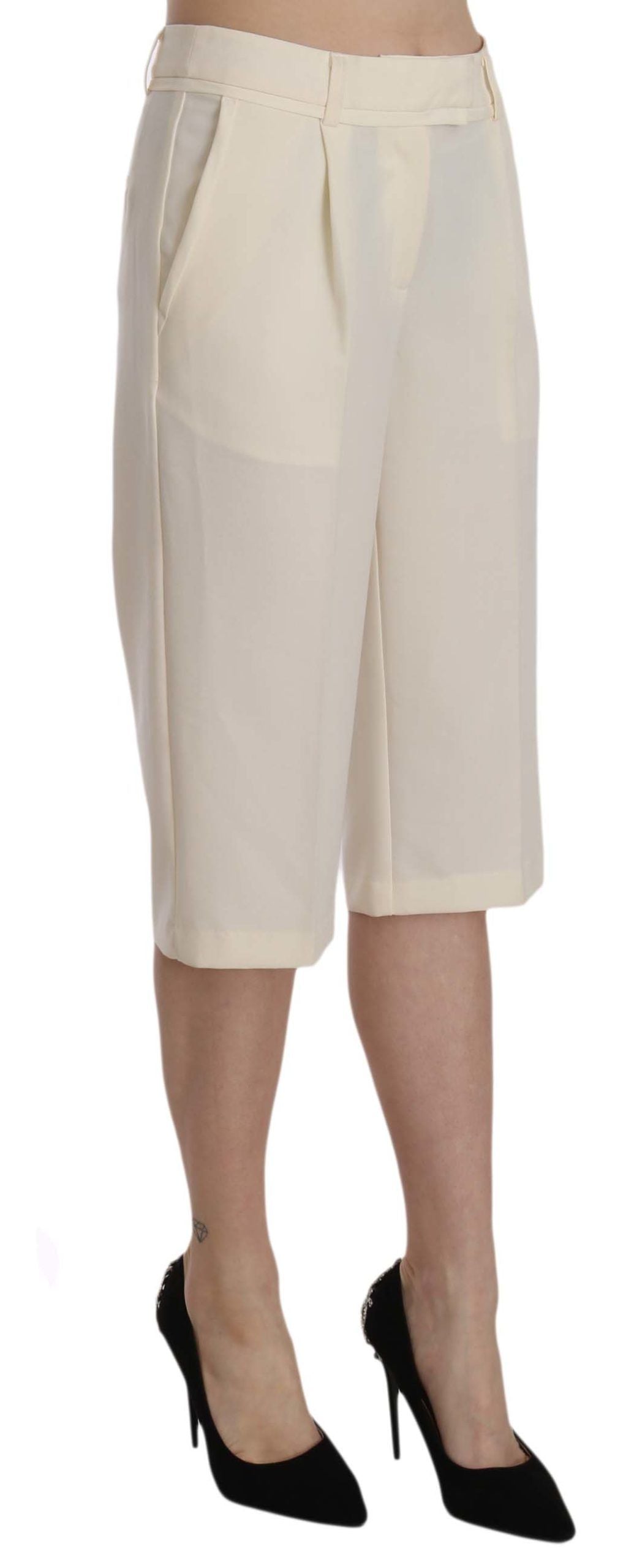 Pair of high waisted beige skirts with pockets