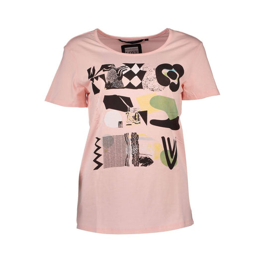 Pink graphic t-shirt with abstract designs