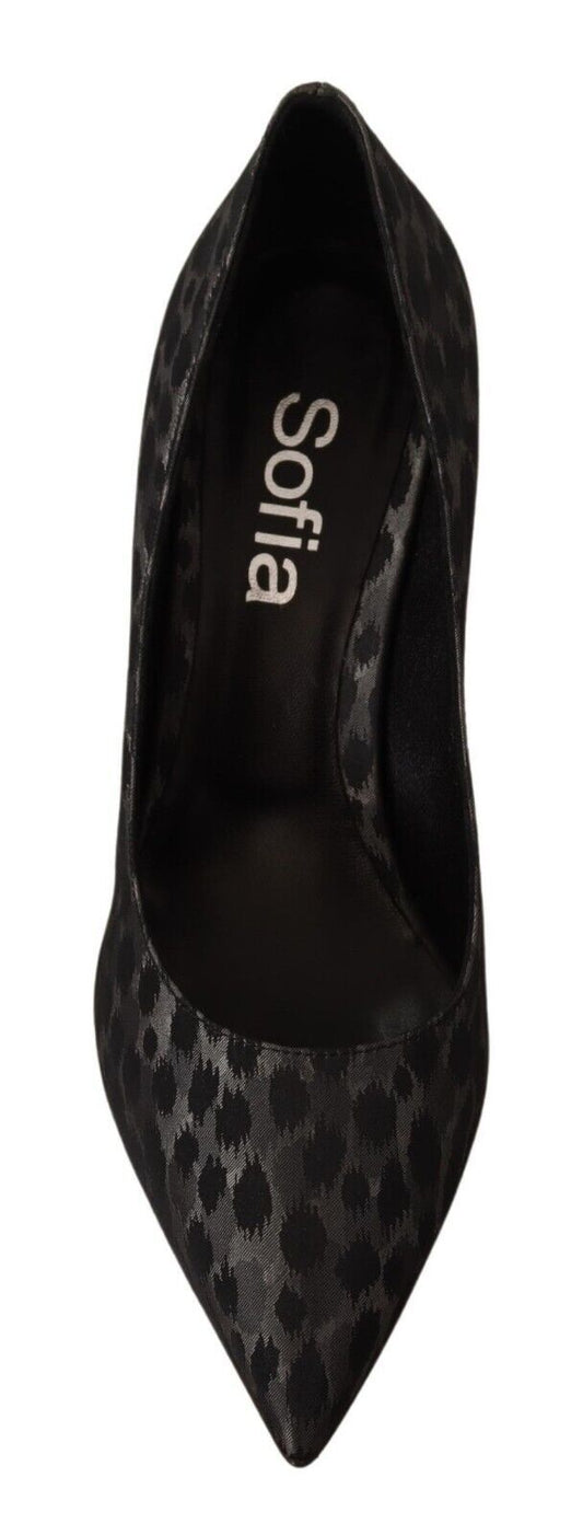 Black high heel shoe with embossed name on side