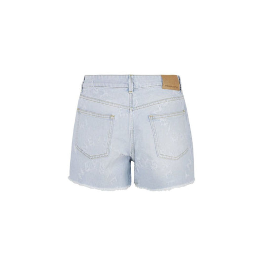Light blue denim shorts with faded design
