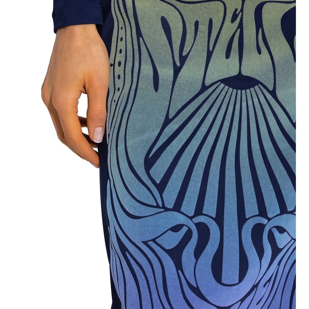 Blue skirt with abstract design