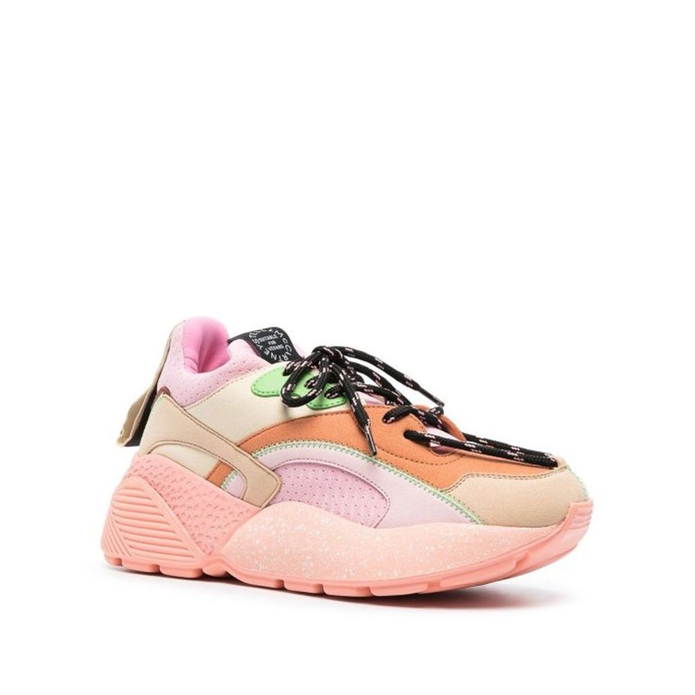 Pink and orange sneaker with laces