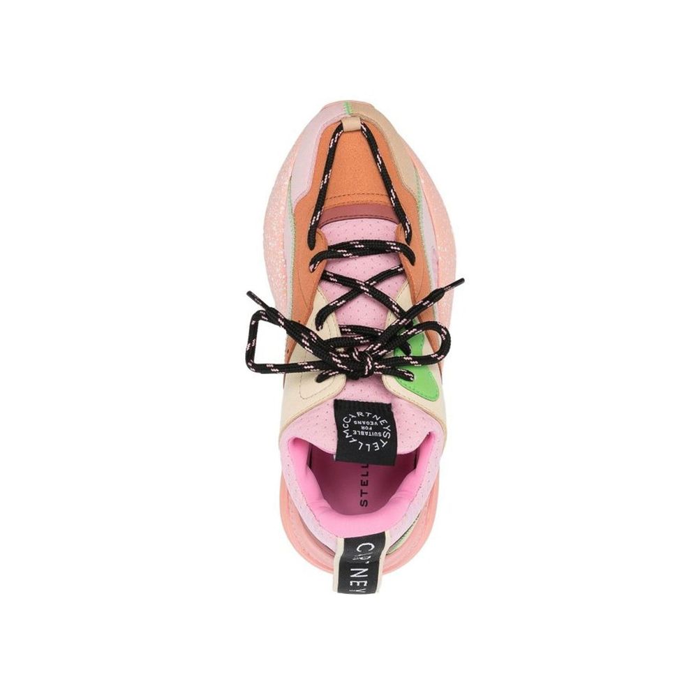 Pink and white sneaker with laces