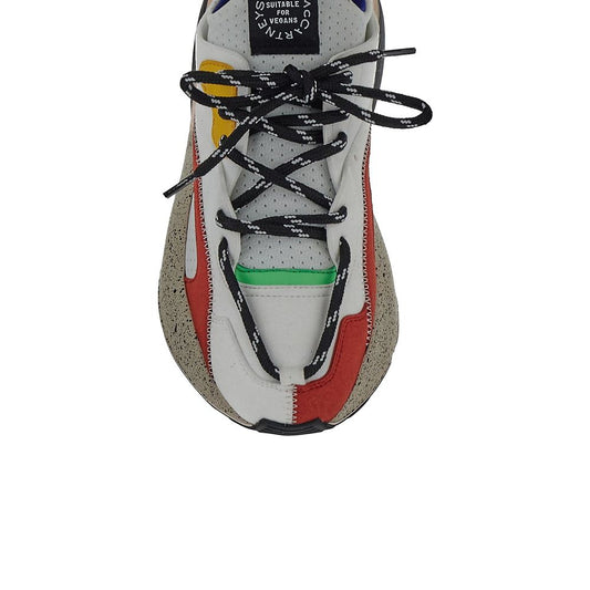 Colorful sneaker with laces tied in a bow