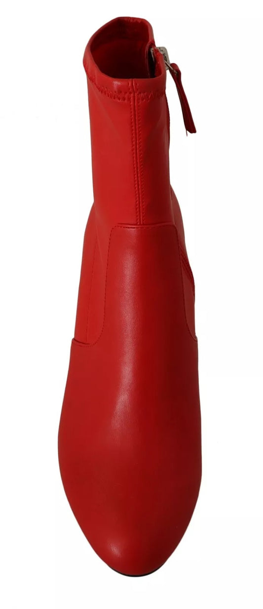 Red leather boot with laces
