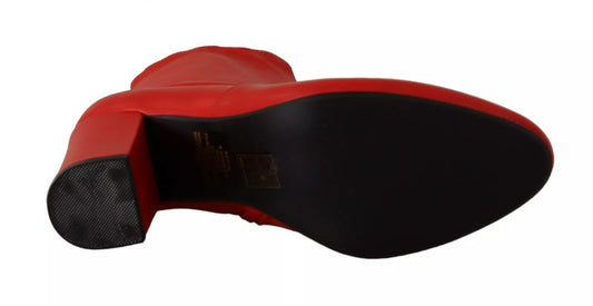Red shoe with black sole