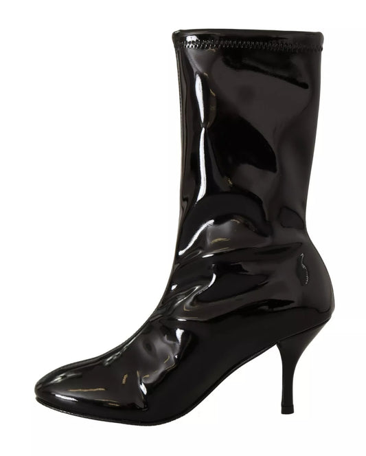Black leather knee high boot