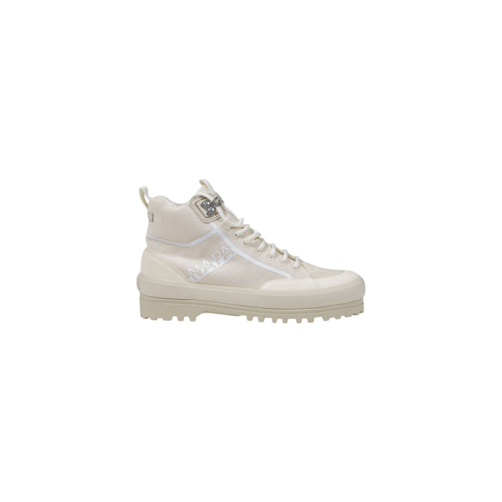 Tan suede sneakers with white laces and rubber soles, featuring a logo on the side