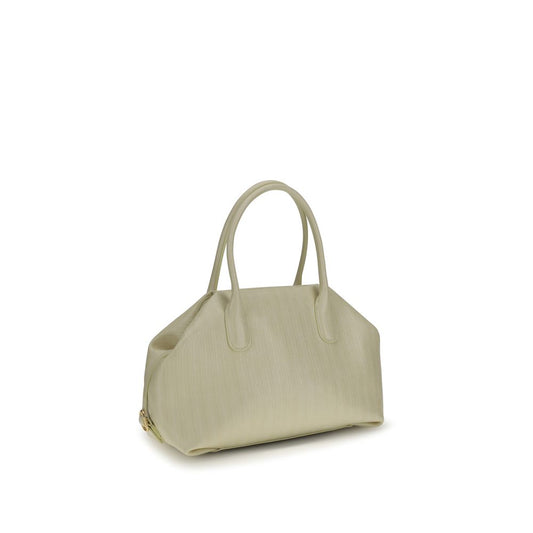 Tan leather handbag with two handles