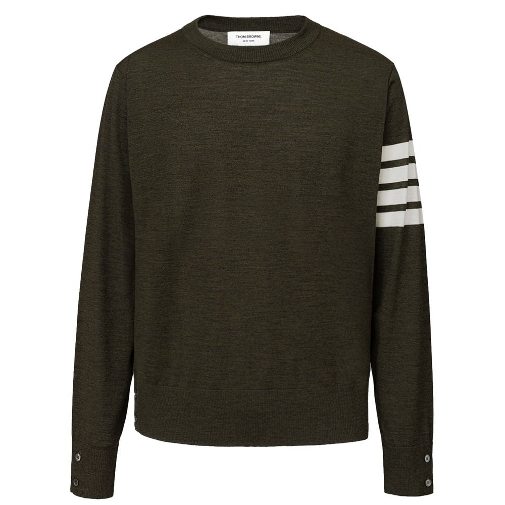 Brown sweater with white stripe on sleeve