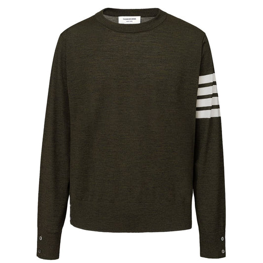 Brown sweater with white stripe on sleeve