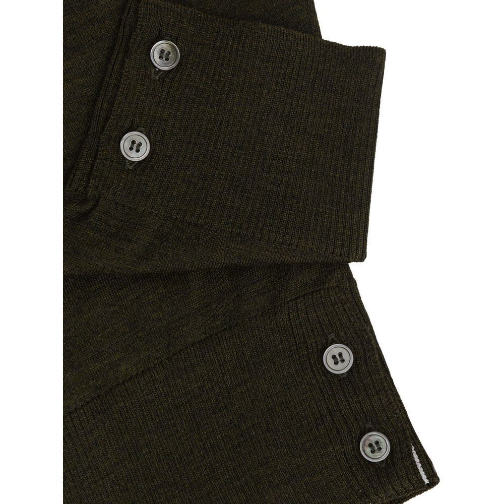Pair of dark green wool trousers with buttons on front