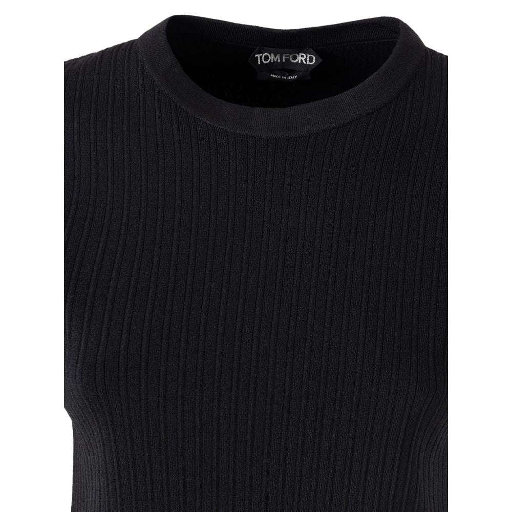 Black knit sweater on hanger