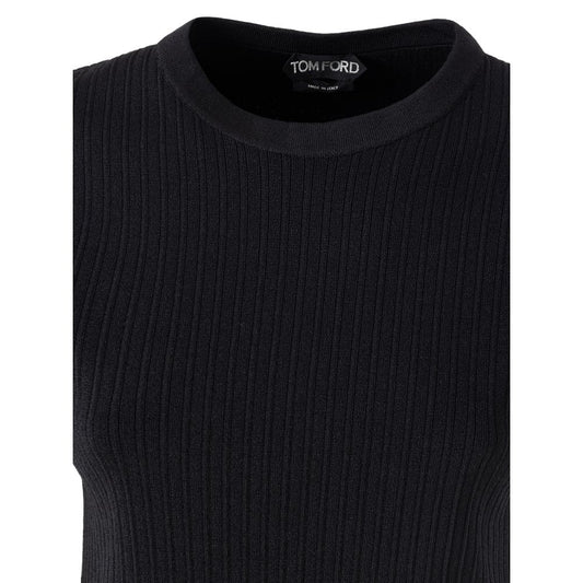 Black knit sweater on hanger