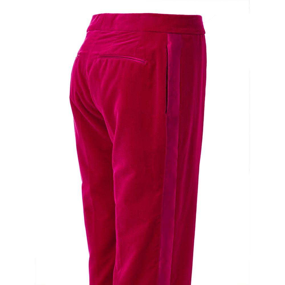 Red pants with black stripe on side