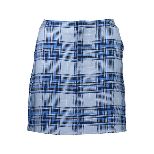 Blue and white plaid skirt with pleats