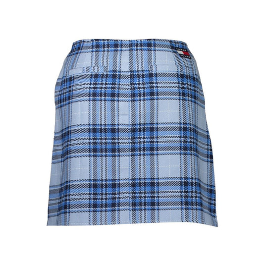 Blue and white plaid skirt with pockets