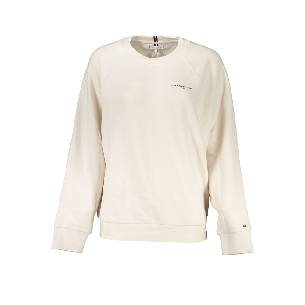 Long sleeve beige sweatshirt with a small logo on front