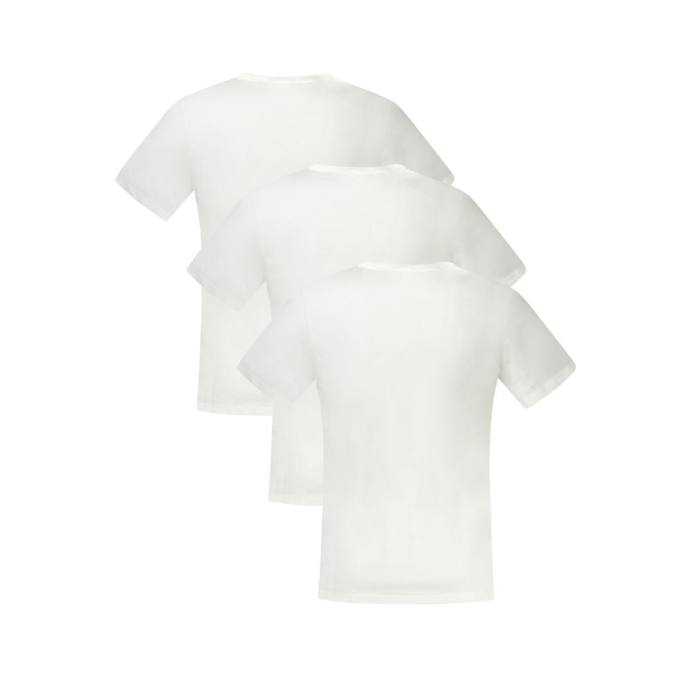 White men's t-shirt with short sleeves, crew neckline and a straight hem