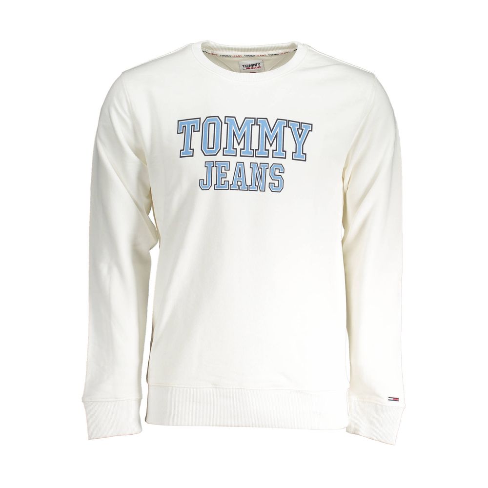 White long sleeve sweatshirt with blue lettering