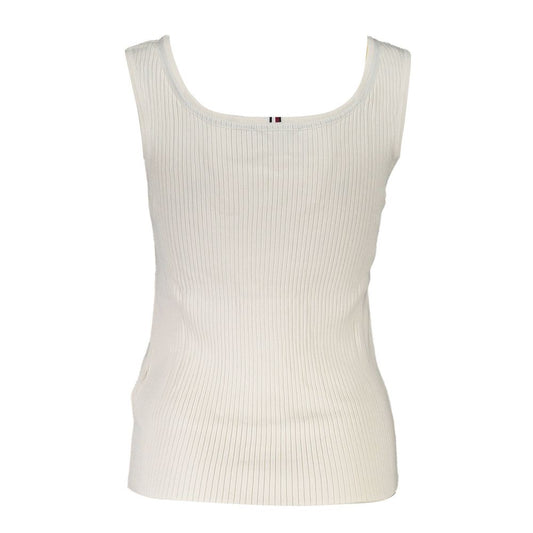 White sleeveless vest with ribbed texture