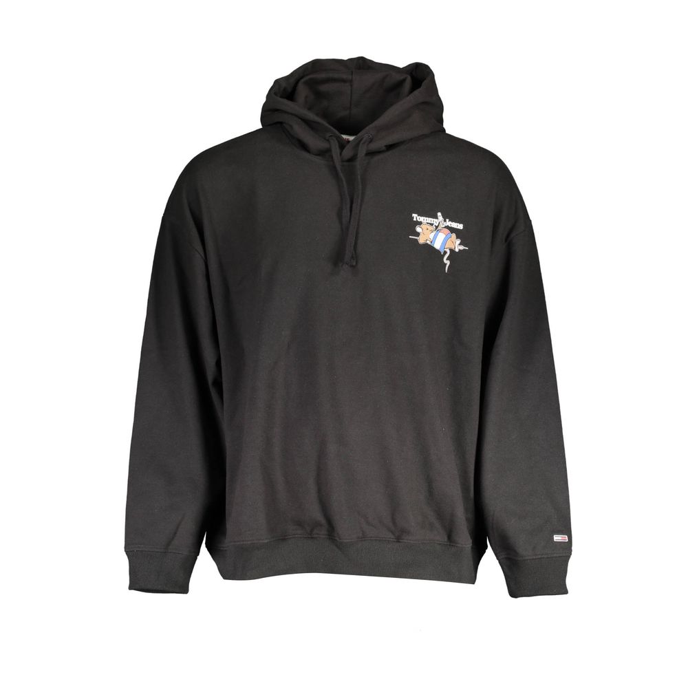 Black hoodie with white logo on front