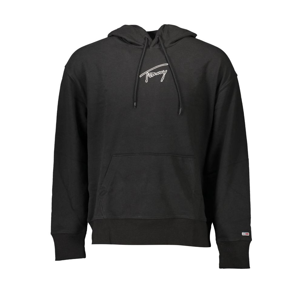 Black hoodie with white logo on front