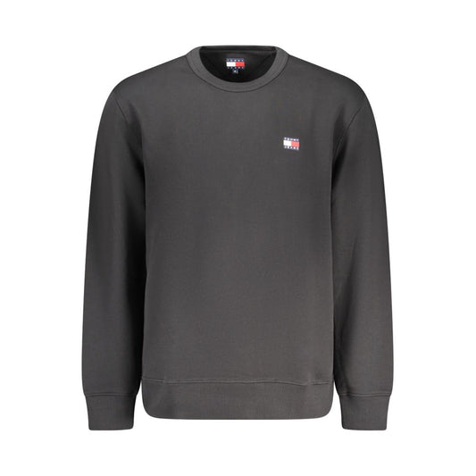 Black sweatshirt with a small logo on the left chest area
