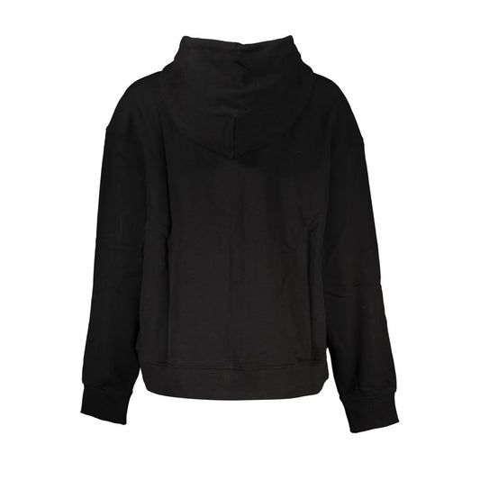 Black hoodie with drawstring neckline and long sleeves