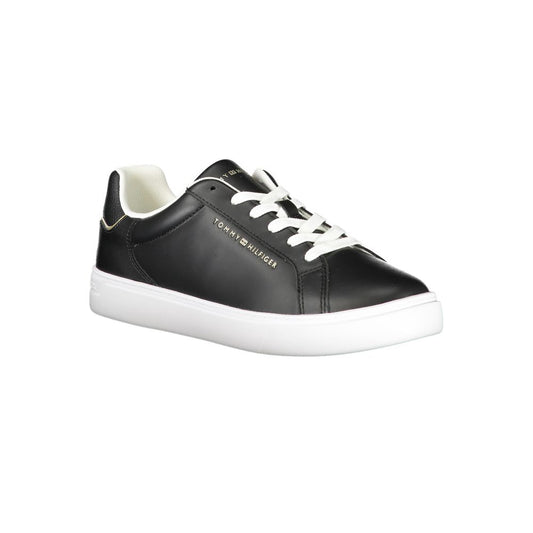 Black sneaker with white sole and laces