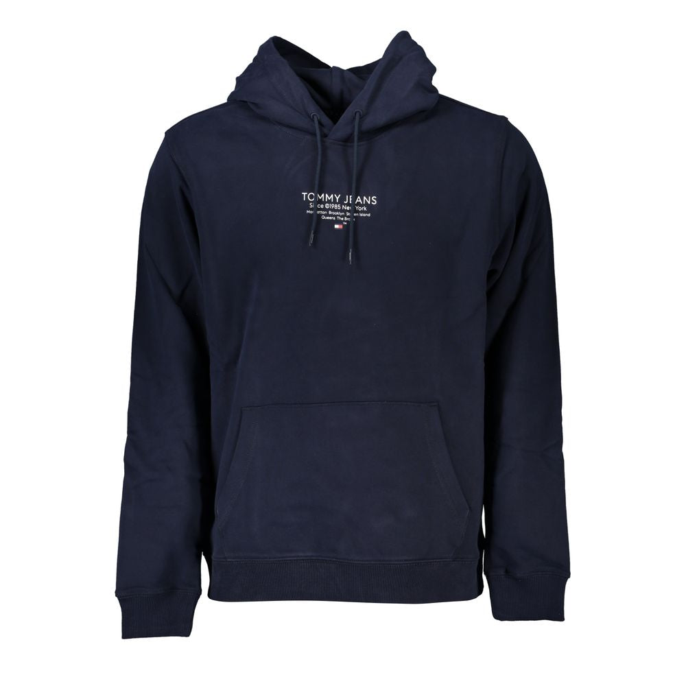 Navy blue hoodie with white lettering and logo on front