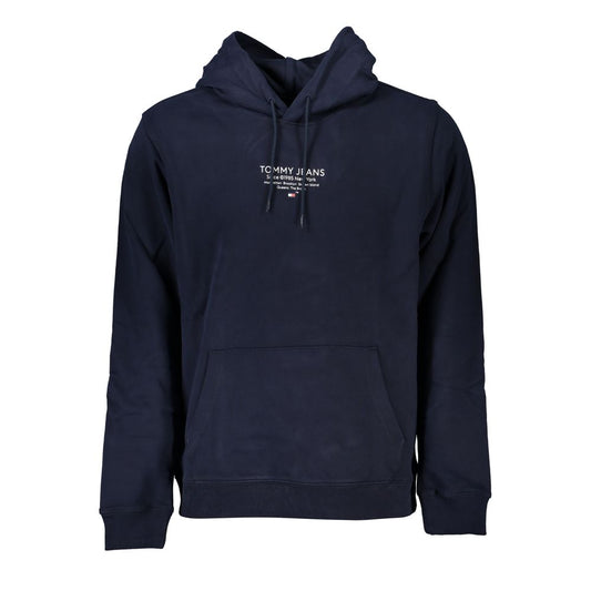 Navy blue hoodie with white lettering and logo on front