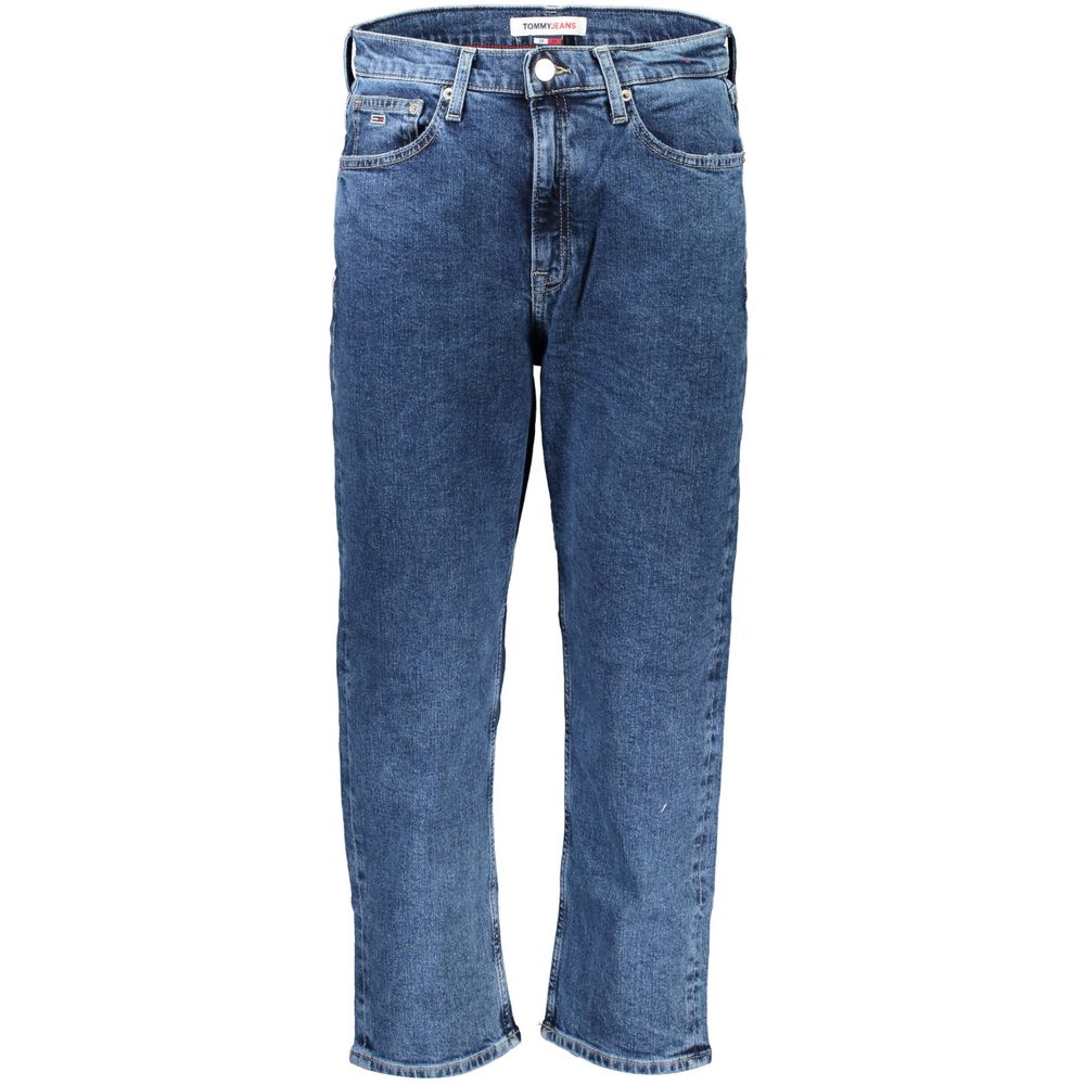 Pair of blue jeans on a hanger