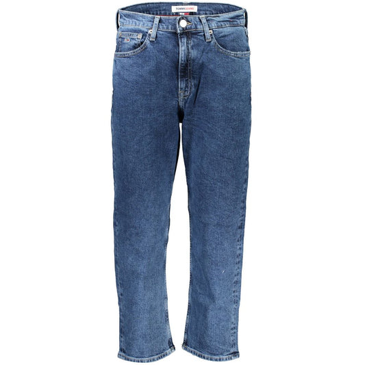 Pair of blue jeans on a hanger