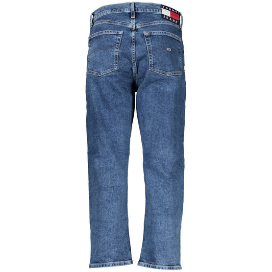 Pair of blue jeans on a hanger