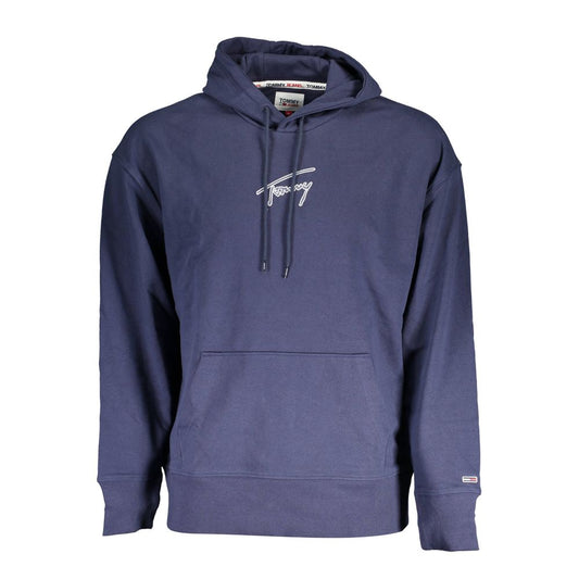 Navy blue hoodie with white logo on front