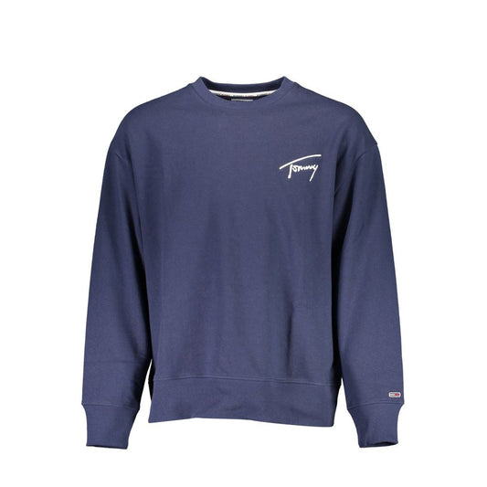 Navy blue sweatshirt with white logo on front