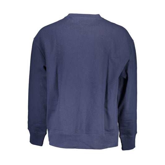 Navy blue crew neck sweatshirt with ribbed cuffs and hem