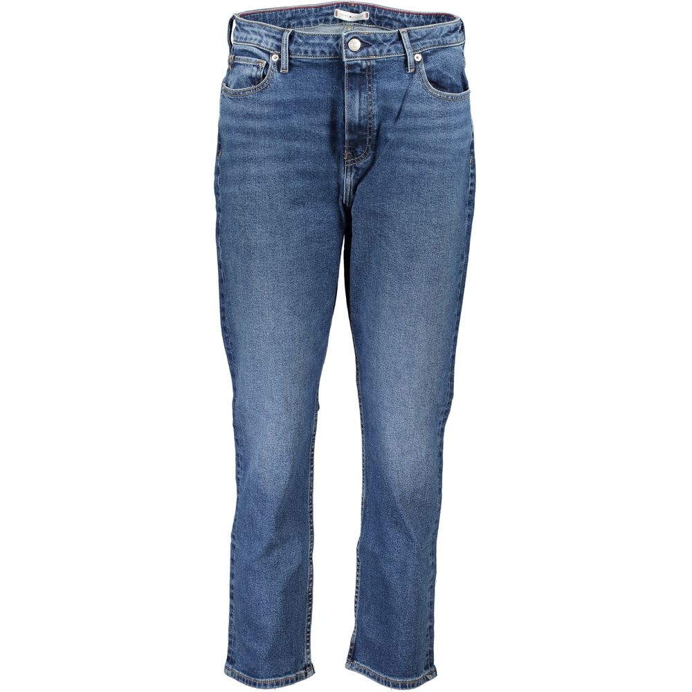 Pair of blue jeans on a hanger