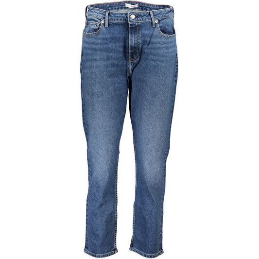 Pair of blue jeans on a hanger