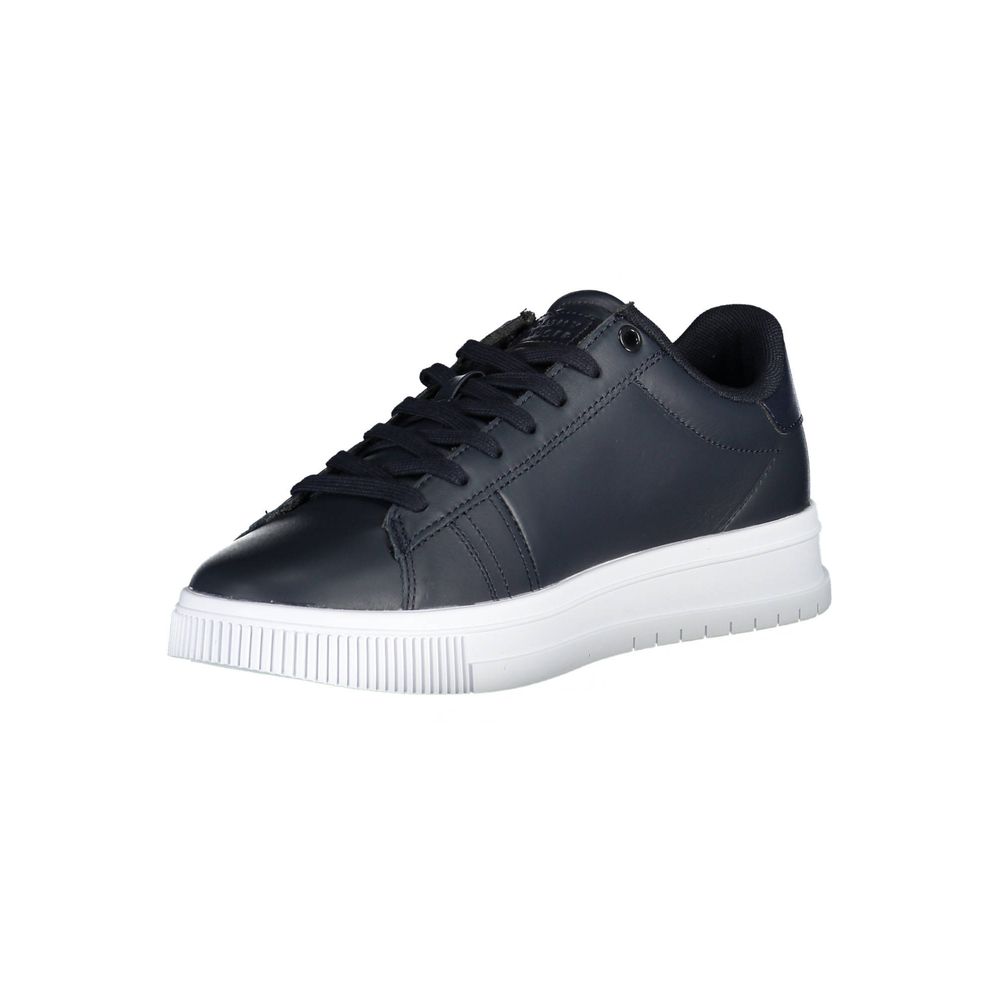 Black sneaker with white sole and laces