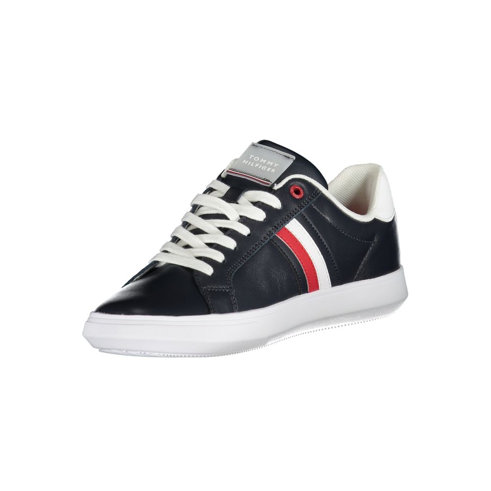 Black and white sneaker with red stripe on side