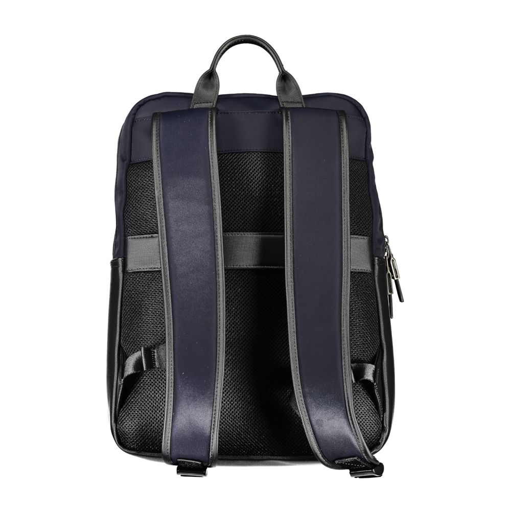 Blue backpack with multiple compartments