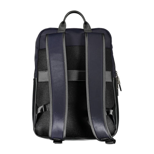 Blue backpack with multiple compartments