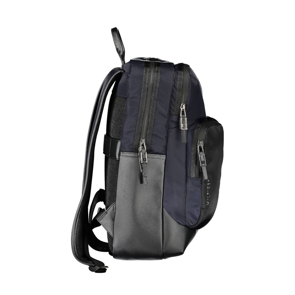 Blue backpack with multiple compartments