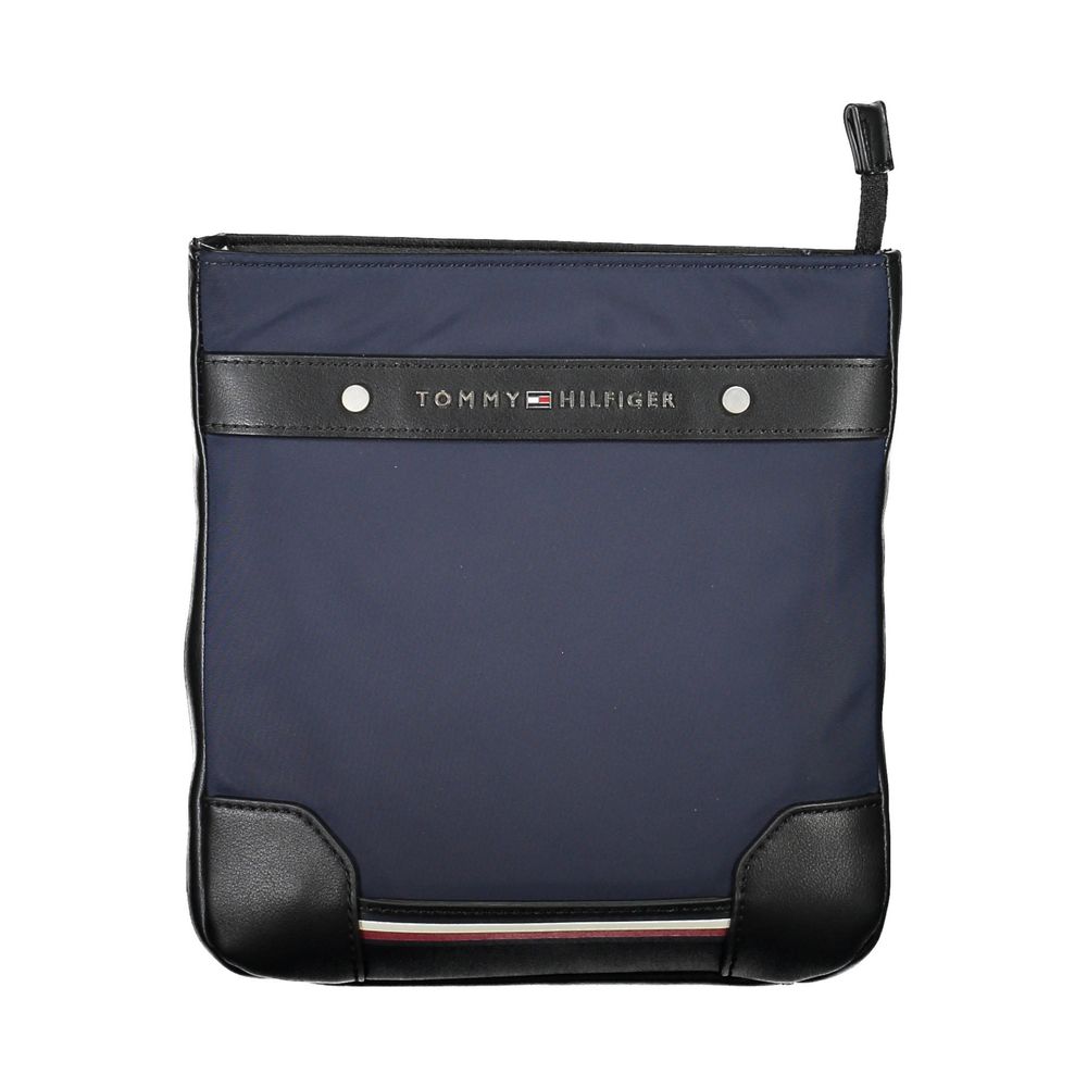 Blue and black leather wallet with silver hardware