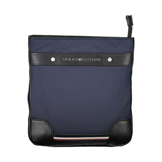 Blue and black leather wallet with silver hardware