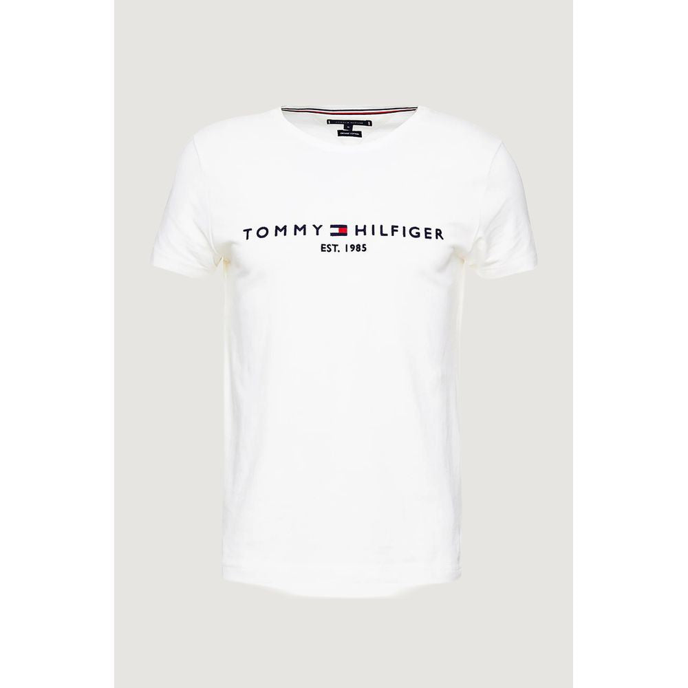 White t-shirt with logo text